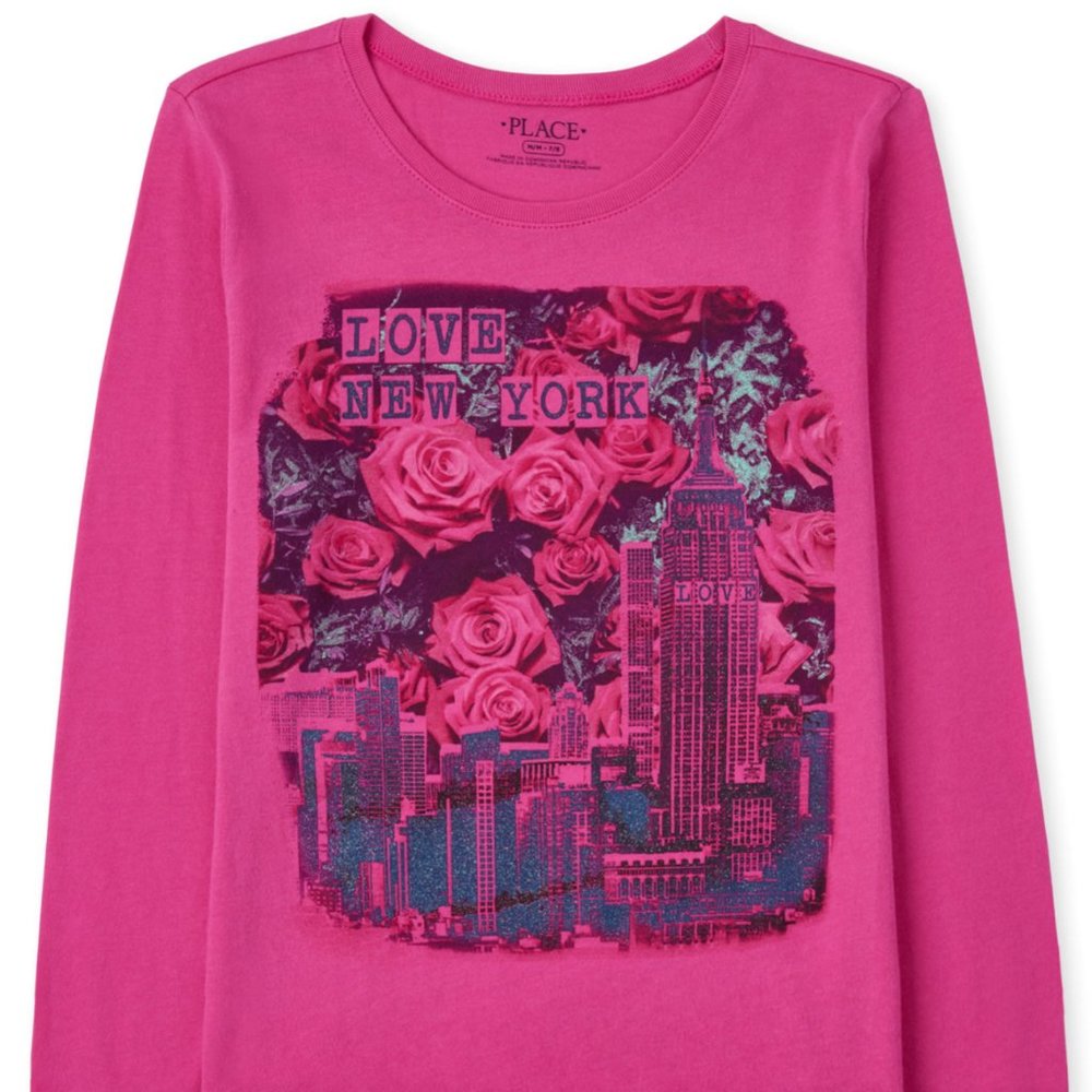 The Children’s Place Girls New York Graphic Tee- Medium(7/8) Long Sleeve NWT New